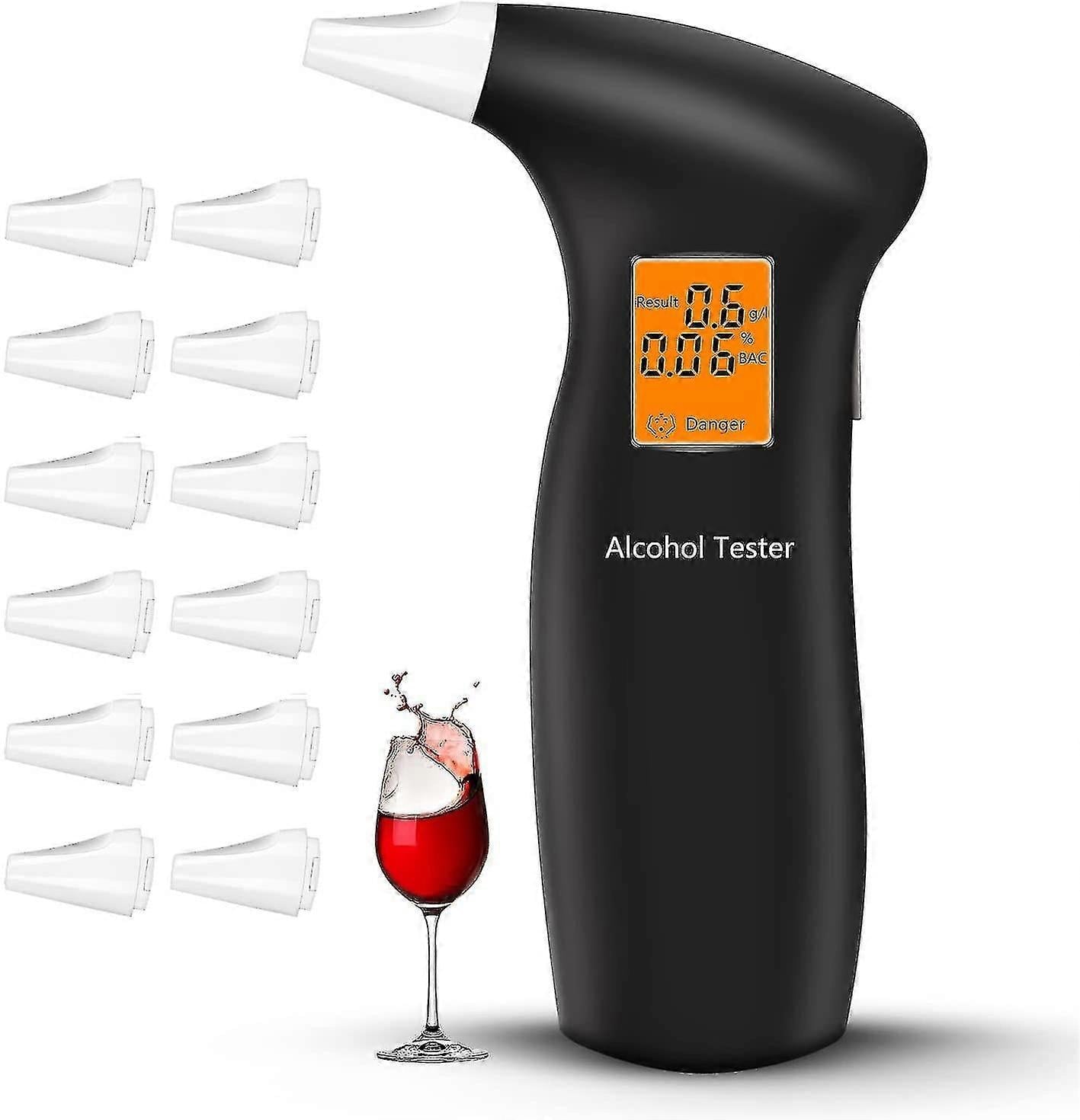 Alcohol Tester Police Precise Alcohol Measuring Devices With 12 Mouthpieces, Fast Professional Alcohol Tester Alcohol Tester High Accuracy With Semico