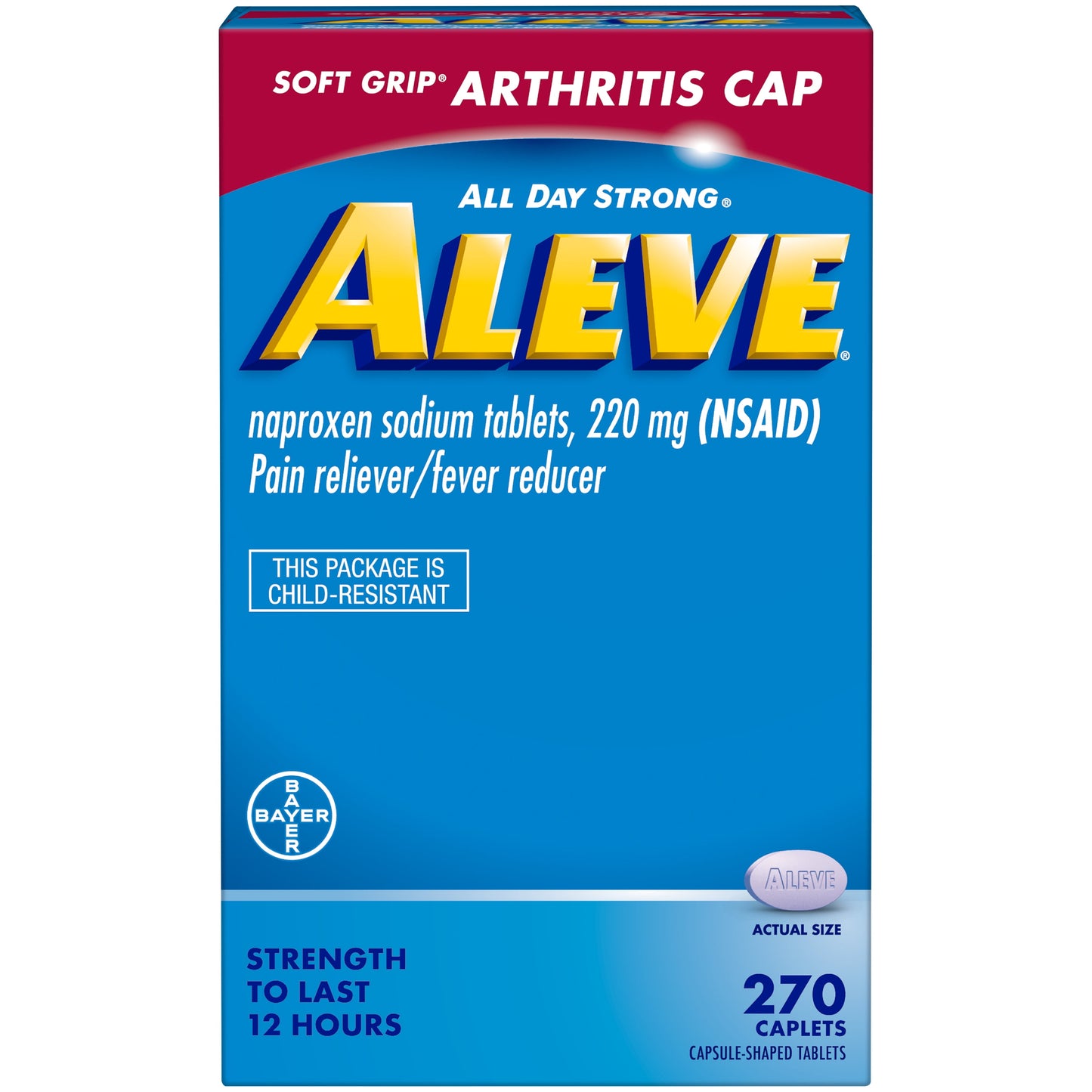 Aleve Caplets Soft Grip Arthritis Cap Naproxen Sodium Pain Reliever, 270 Count