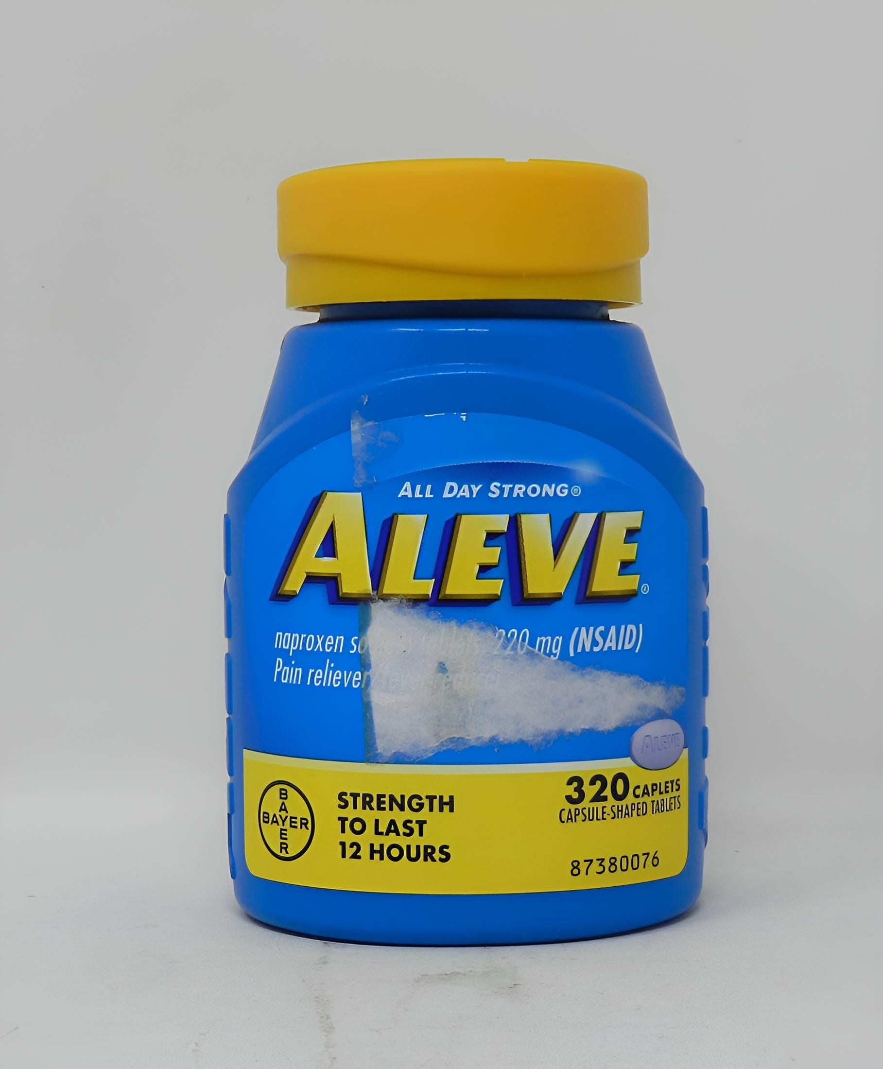 Aleve Naproxen Sodium 220 mg. Pain Reliever/Fever Reducer, 320 Caplets