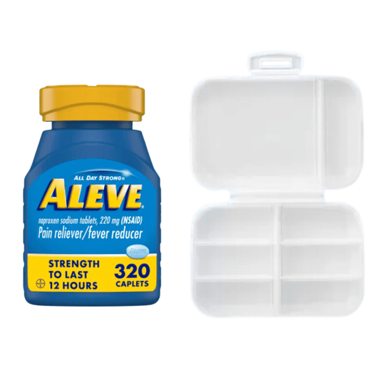 Aleve Pain Reliever/Fever Reducer Tablets, 320 Count with Travel Pill Organizer