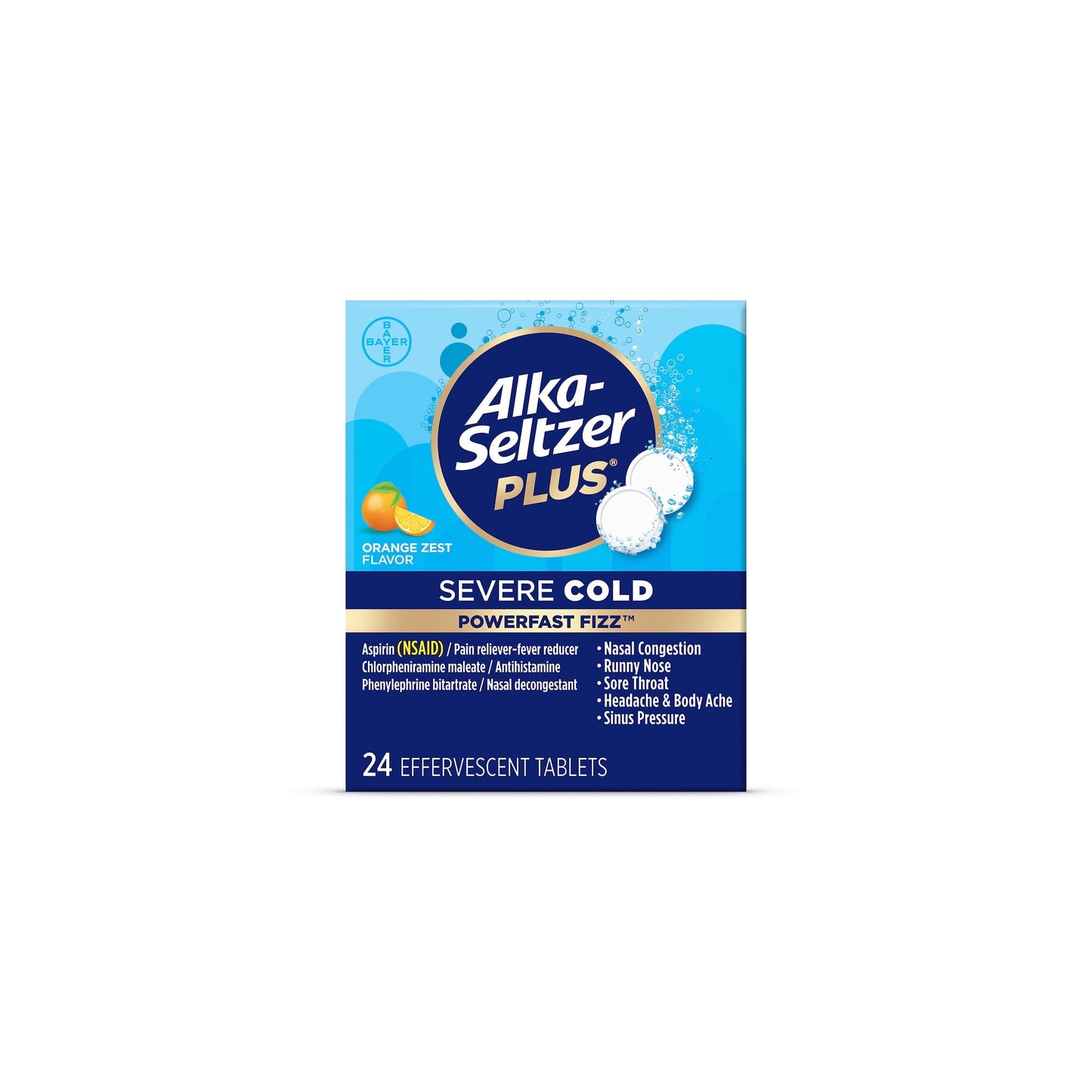 Alka-Seltzer Plus Severe Cold PowerFast Fizz Orange Zest Effervescent Tablets Packaging May Vary (Pack of 2)