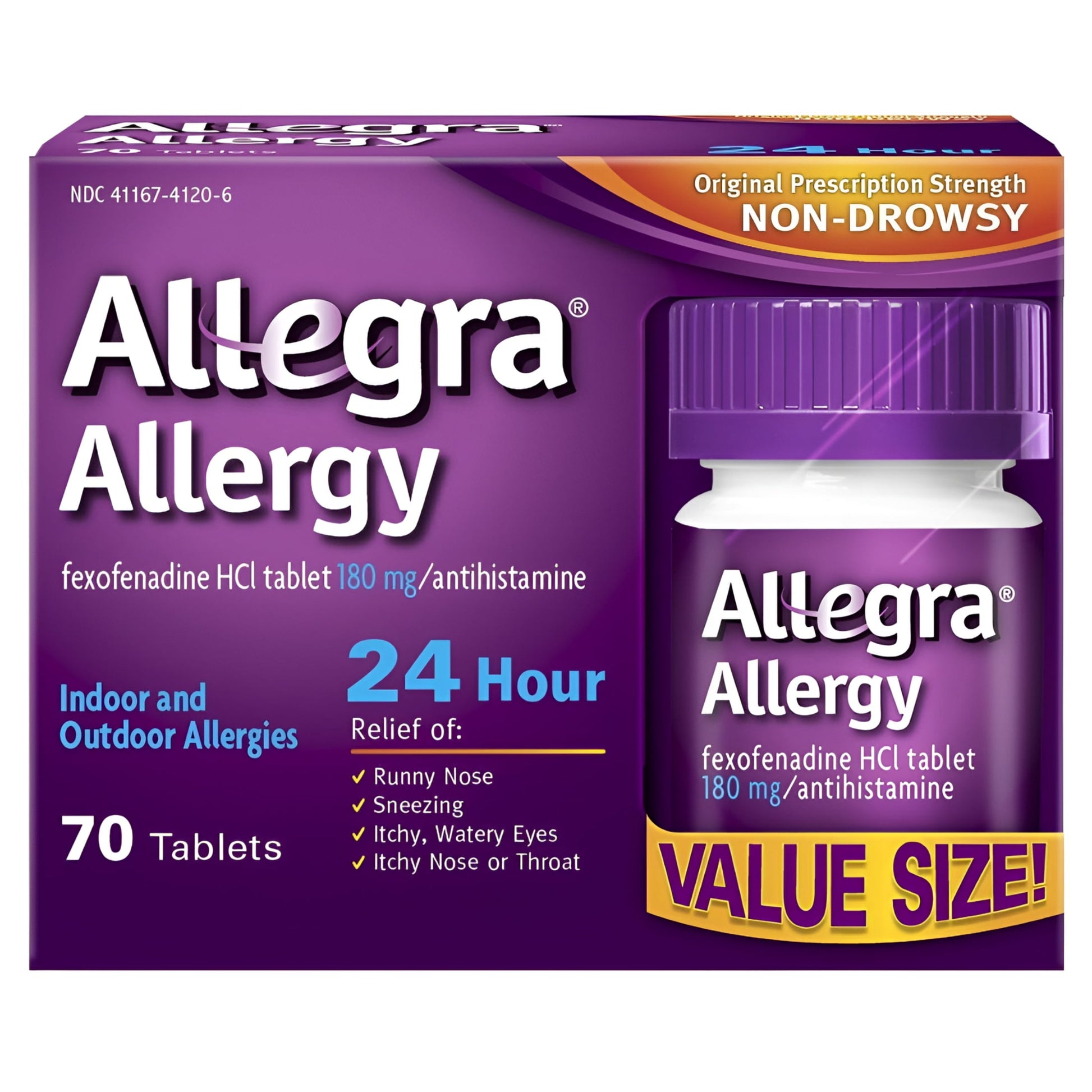 Allegra Adult 24HR Tablet 70 Ct, 180 mg, Allergy Relief