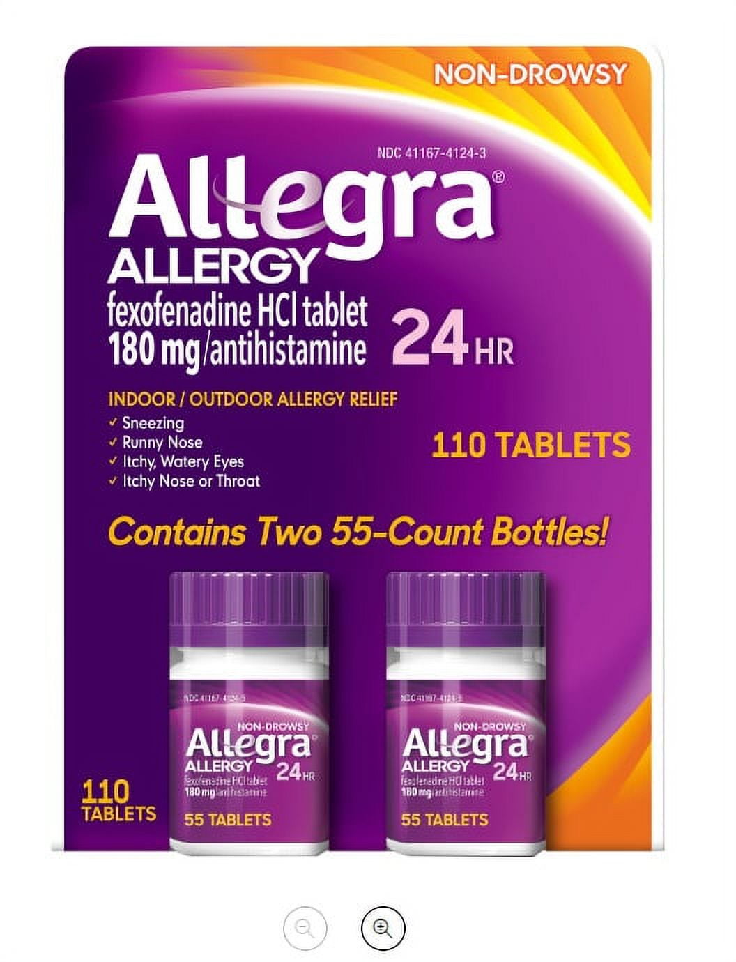 Allegra Non-Drowsy, Allergy Relief 110 Tablets