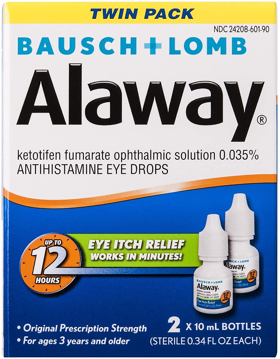 Allergy Eye Itch Relief Eye Drops by Alaway, Antihistamine, 10 mL (Pack of 2)