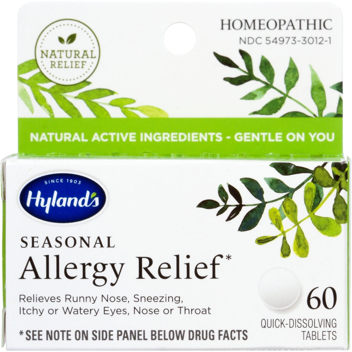 Allergy Pills by Hyland's Naturals, Non Drowsy Seasonal Allergy Relief, Safe and Natural for Indoor & Outdoor Allergies, 60 Quick Dissolving Tablets