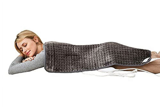 Ambershine 45cmx85cm XXXXL King Size Heating Pad with Fast-Heating Technology&6 Temperature Settings, Flannel Electric Heating Pad/Pain Relief for Back/Neck/Shoulders/Abdomen/Legs (Dark Gray)