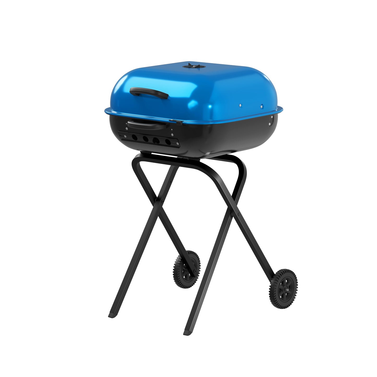 Americana Walk-A-Bout 100% Pre-Assembled Portable Steel Charcoal Grill in Blue