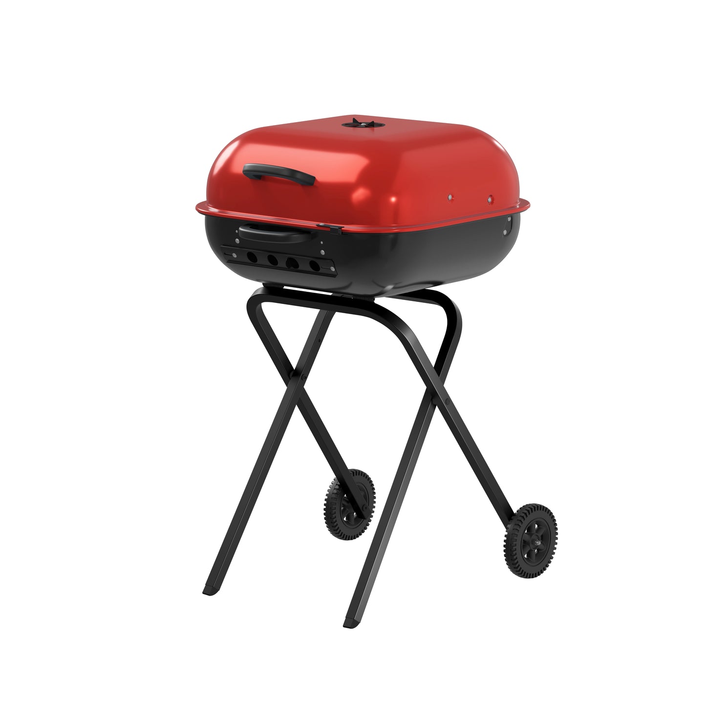 Americana Walk-A-Bout 100% Pre-Assembled Portable Steel Charcoal Grill in Red