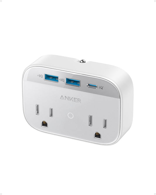 Anker Portable Outlet Extender with Foldable Plug, 5 Multi-Plug Outlet, High-Speed 30W USB C Power Delivery, Compatible with iPhone 15/15 Plus/15 Pro/15 Pro Max,Compact for Travel, Home, TUV Listed