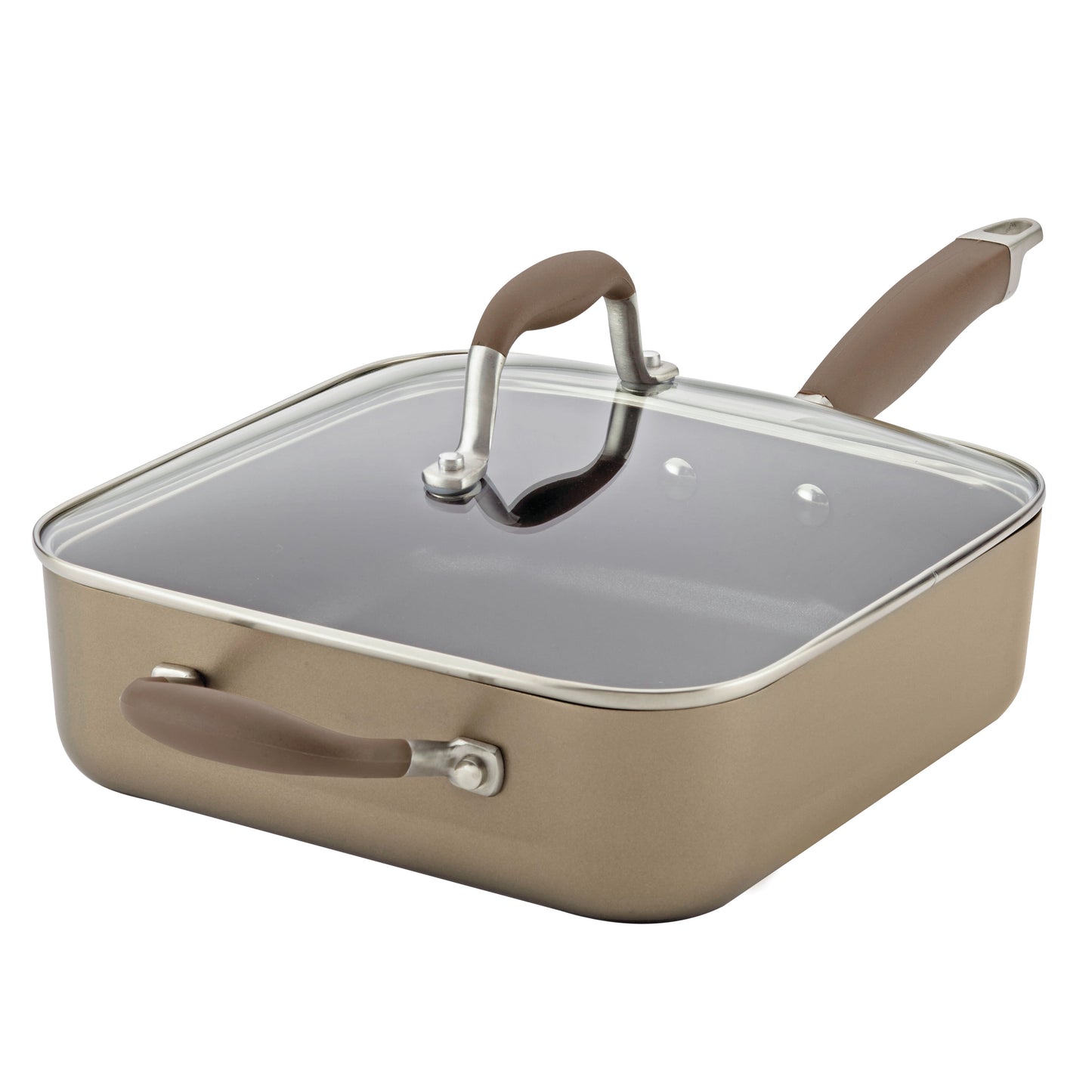 Anolon Advanced Hard-Anodized Non-stick 4-Quart Covered Square Saute with Helper Handle, Bronze