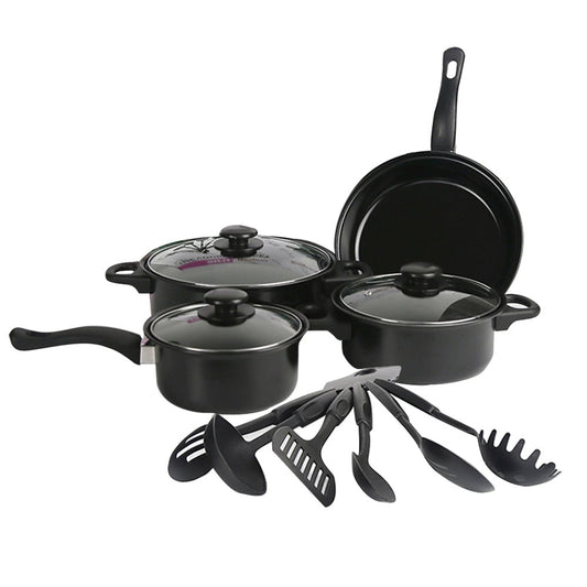 Anself Non-Stick 13 Piece Kitchenware Pots & Pans Non-Stick Cookware Set Cookware Gifts for Friends and Family, Black