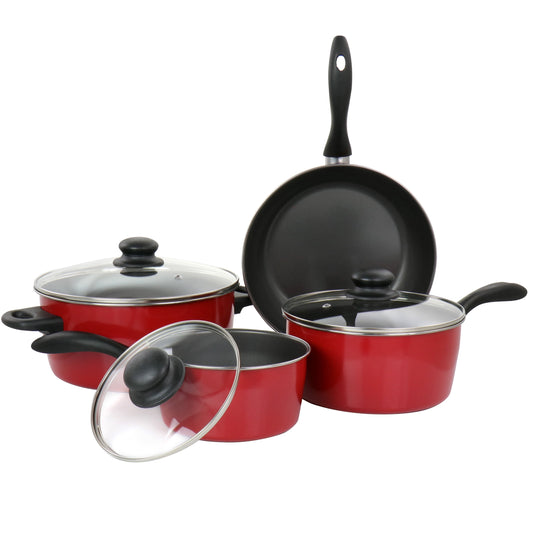 Armada 7 Piece Nonstick Carbon Steel Cookware Set in Red