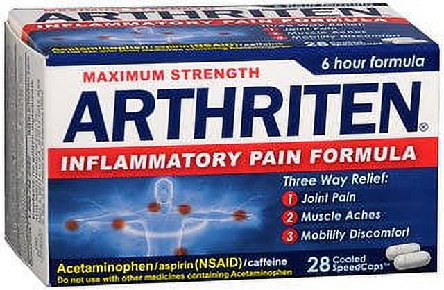 Arthriten Maximum Strength Inflammatory Pain Formula -28 Coated SpeedCaps (Pack of 2)