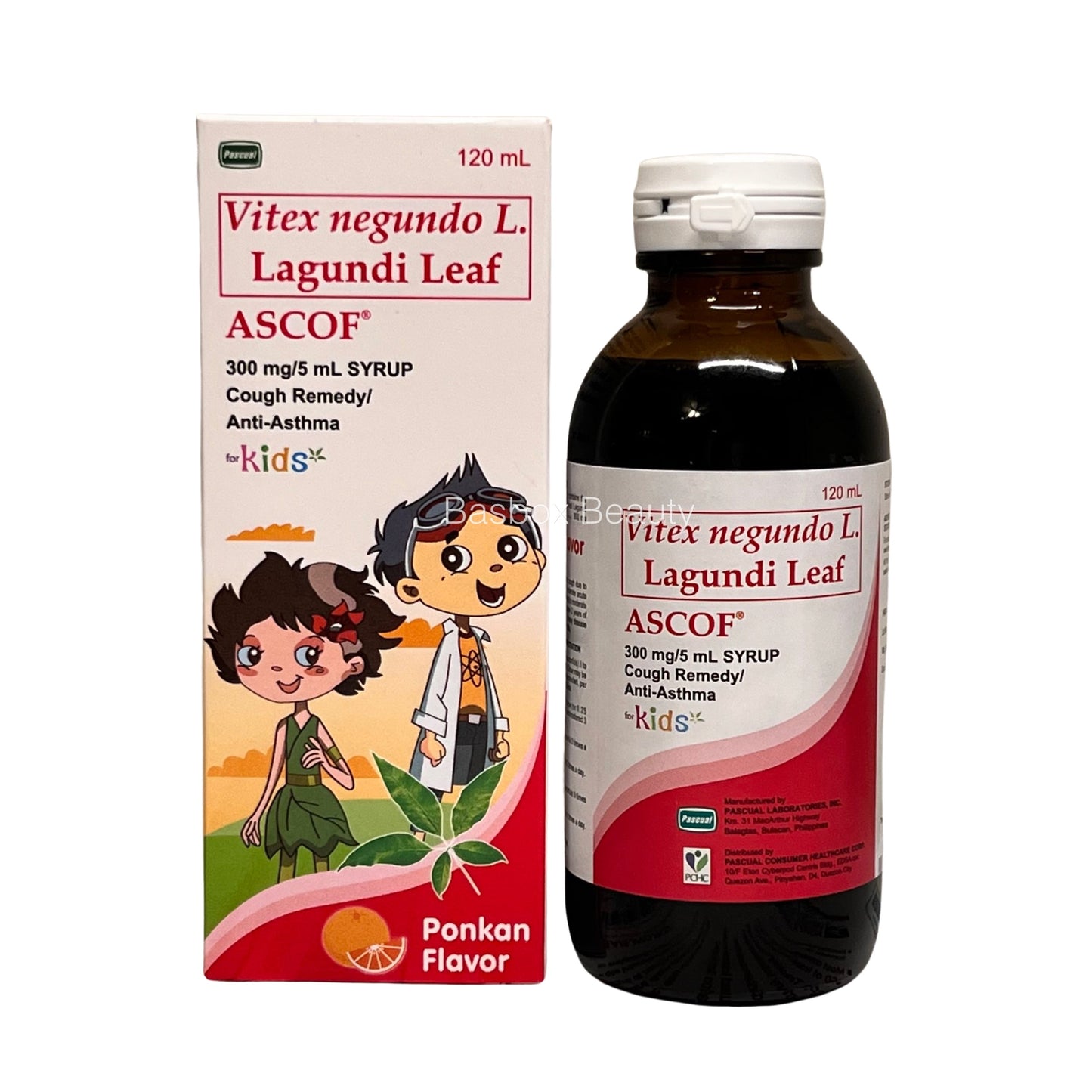 Ascof Lagundi Leaf Syrup Cough Remedy Ponkan Flavor, 120ml