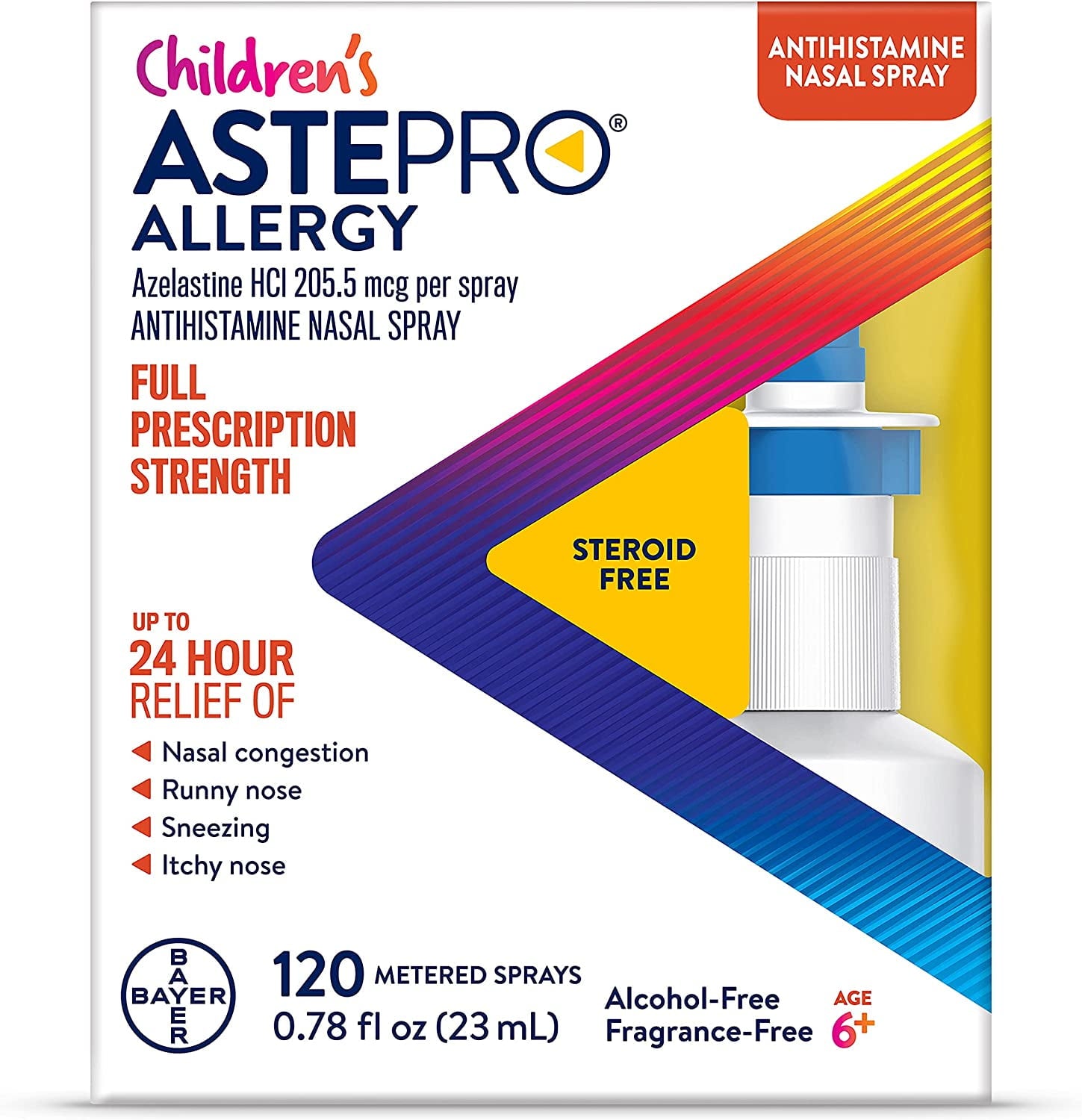 Astepro Children's Allergy Medicine, Antihistamine Nasal Spray, Steroid Free, 120 Metered Sprays 0.78 fl oz