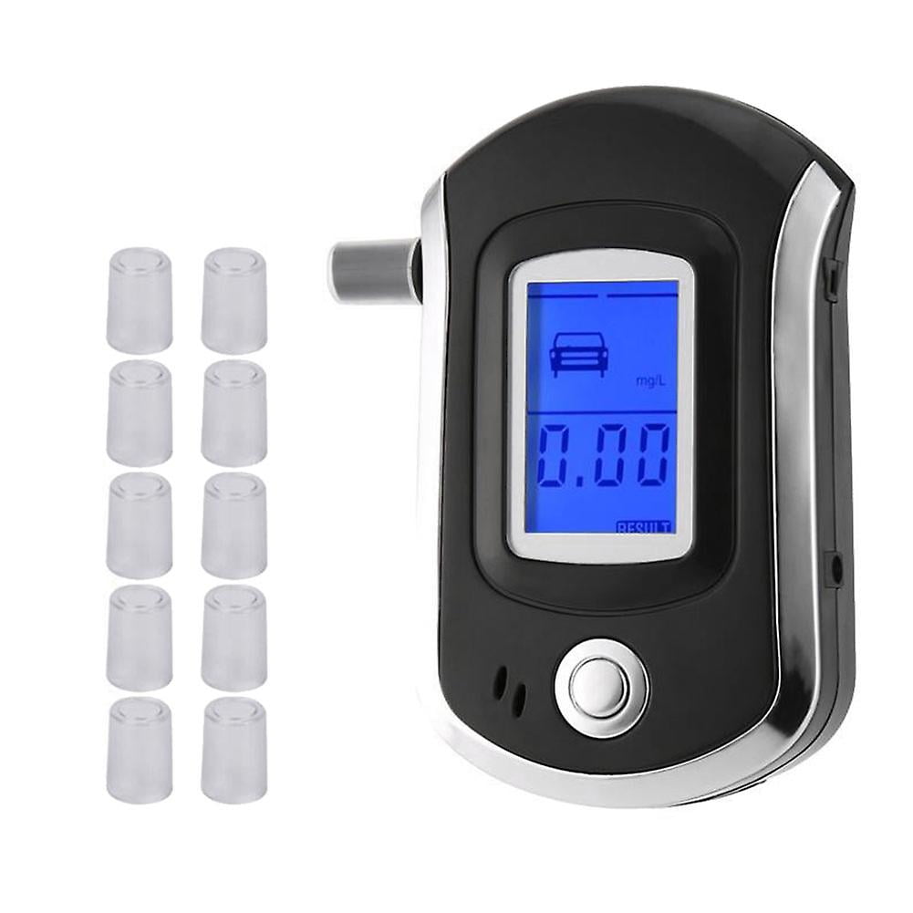 At6000 Alcohol Tester With 10 Mouthpieces Professional Digital Breath Breathalyzer With Lcd Display