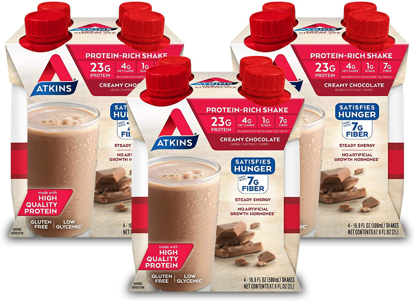 Atkins Meal Size Protein-Rich Shake, Creamy Chocolate, Keto Friendly, 16.9 oz., 4 Count (Pack of 3)