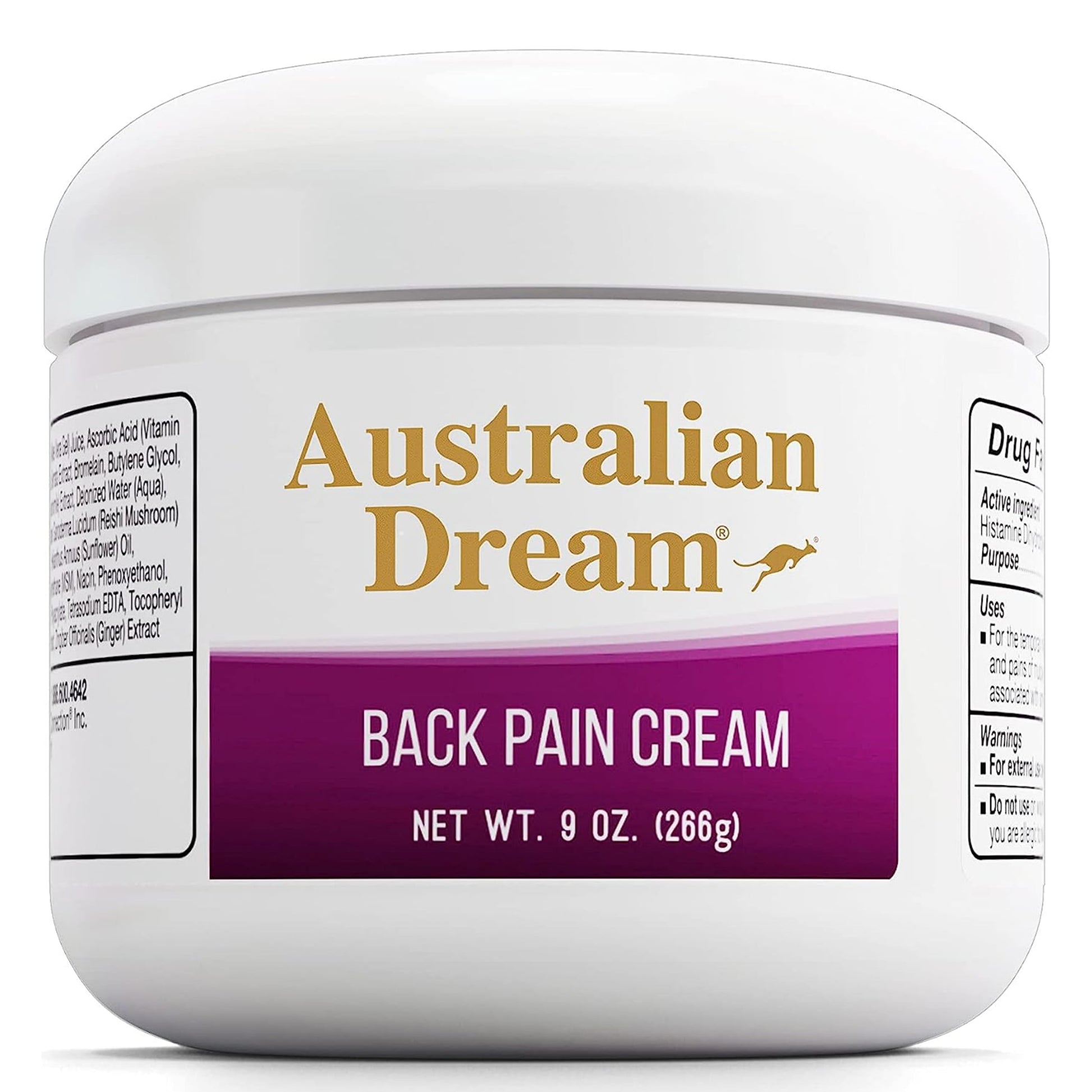 Australian Dream Back Pain Cream - Soothing, Non-Greasy Pain Relief Cream - Strong Muscle Pain Relief Cream Good for Neck, Body, Muscle Aches, or Back Pain - 9 oz Jar