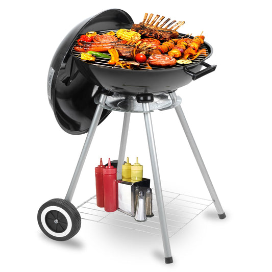 Autlaycil 18.5 " Charcoal Grills, Portable BBQ Kettle Grill, Heavy Duty Coal Grills, Thickened Grilling Bowl, Black