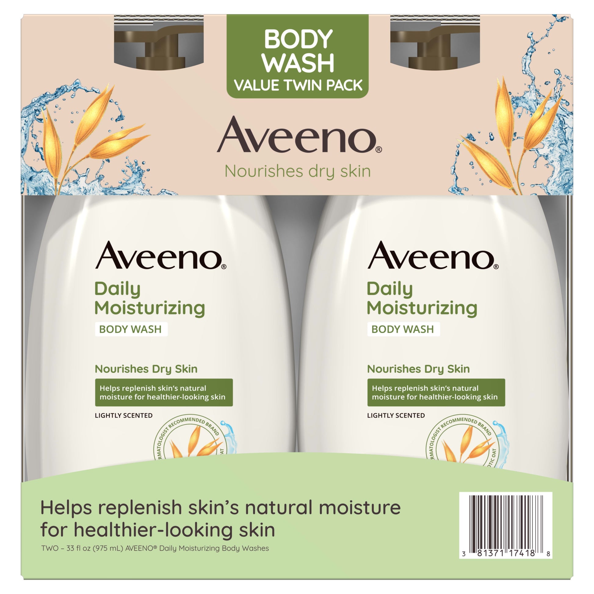 Aveeno Daily Moisturizing Oat Body Wash for Dry Skin, 2 Pk./33 fl. oz