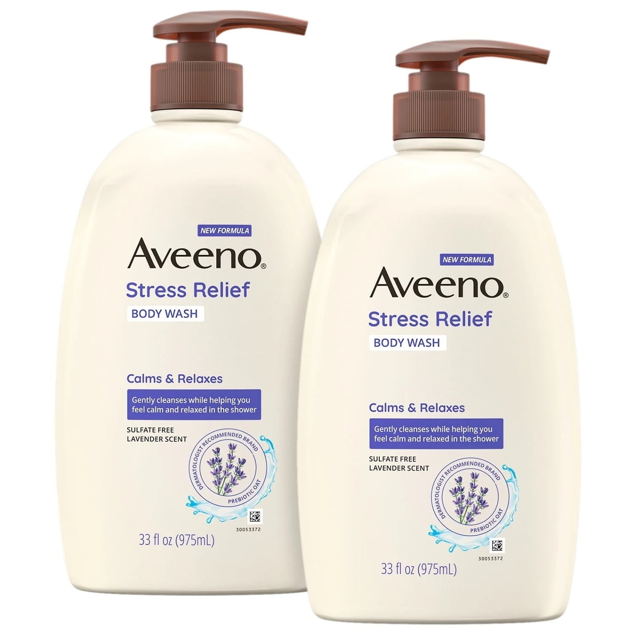 Aveeno Stress Relief Body Wash w/ Lavender & Chamomile, 33 Fluid Ounce (2 Pack)