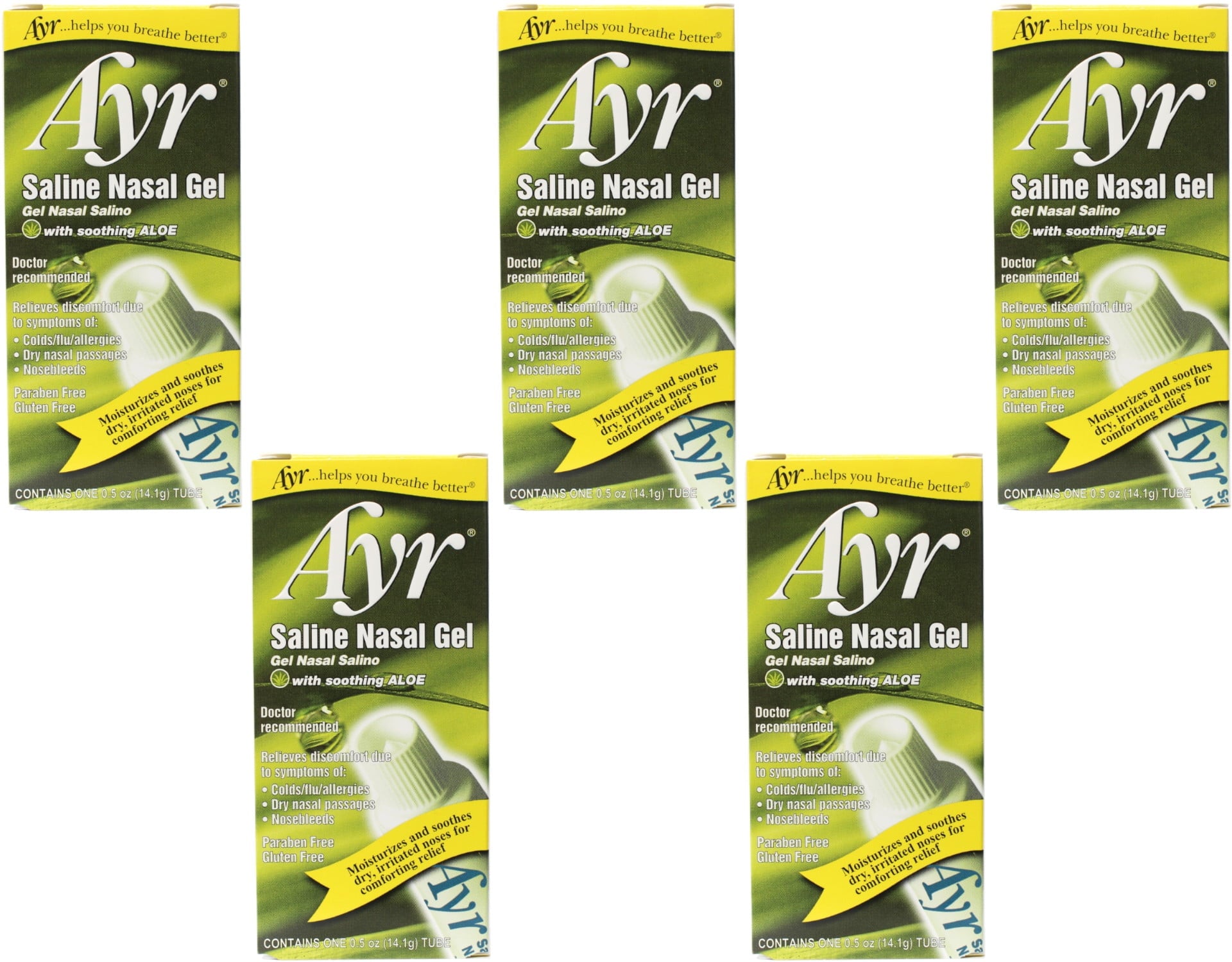 Ayr Saline Nasal Gel, With Soothing Aloe, (Pack of 5)