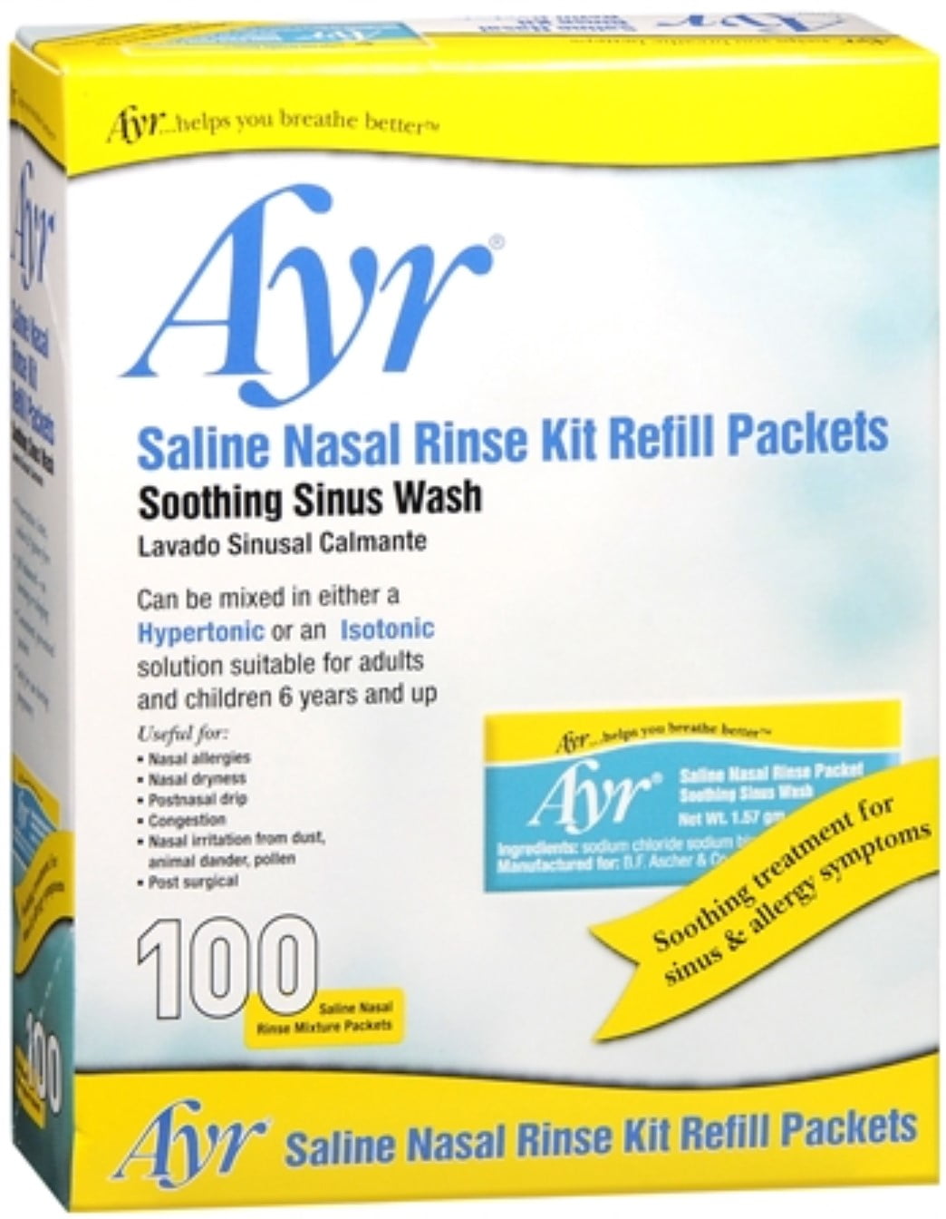 Ayr Sinus Rinse Refill Packets 100 Each (Pack of 3)