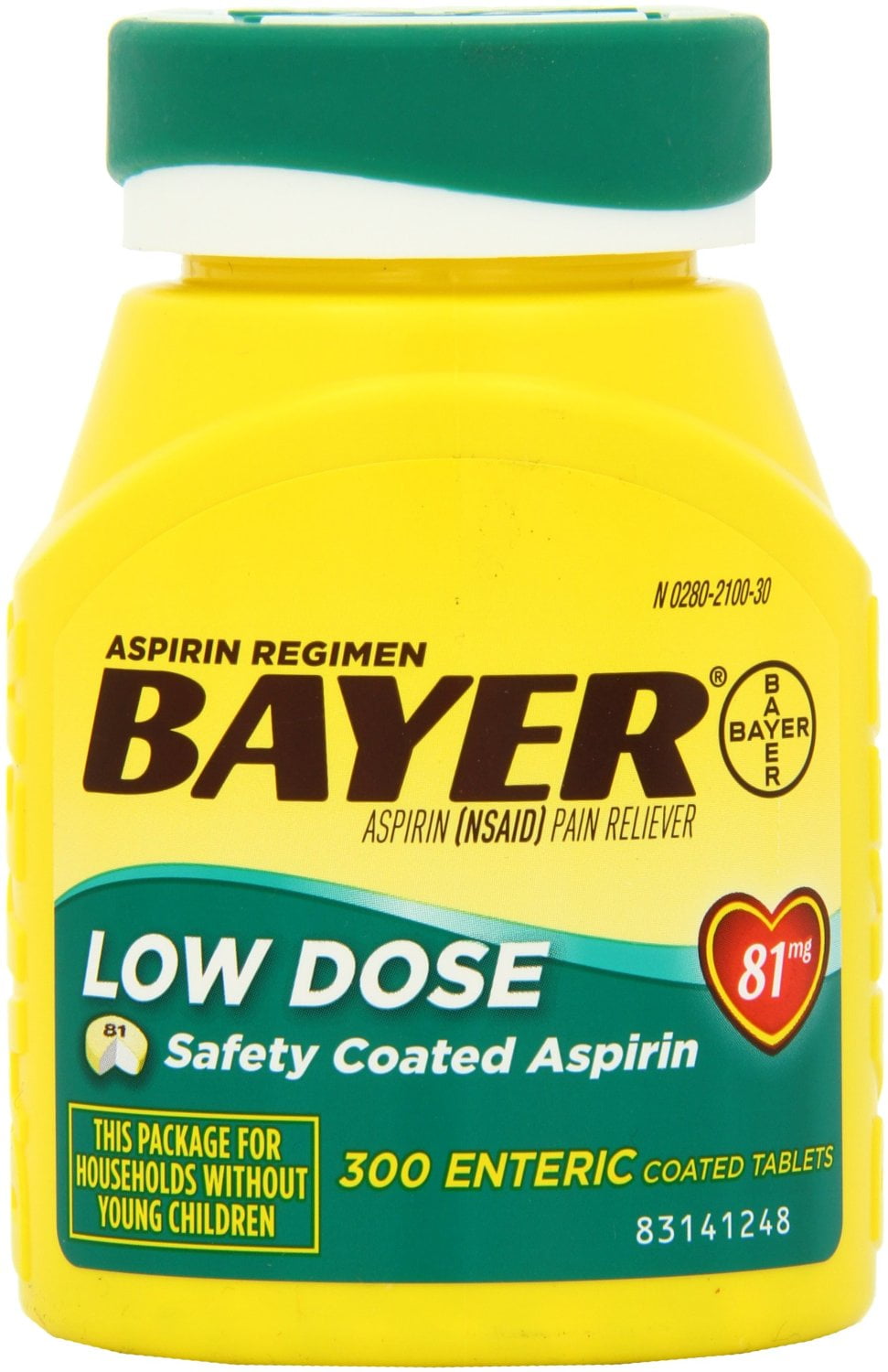 BAYER LOW DOSE 81mg DAILY ASPIRIN REGIMEN 300 ENTERIC COATED TABLETS