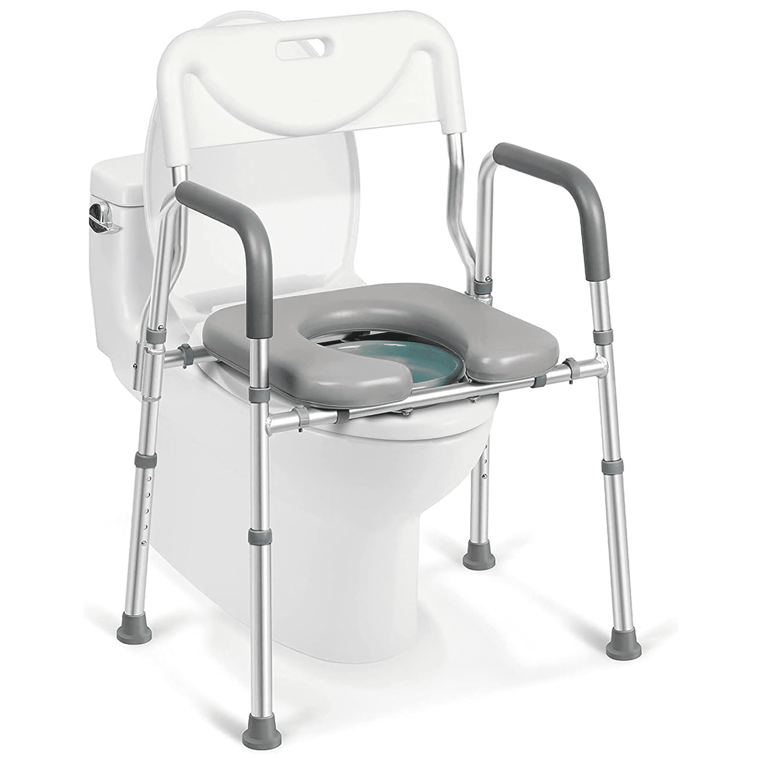 BESTSLE Raised Toilet Padded Seat,Adjustable W/Height,Shower Chair for Senior,330 lbs for Elderly, Pregnant and Handicap, Fits Any Toilet