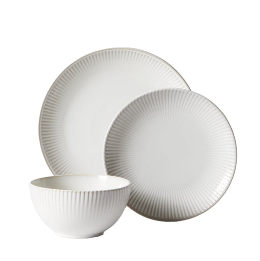 Better Homes & Gardens 12-Piece Stoneware Cream Dinnerware Set, Sawyer Collection