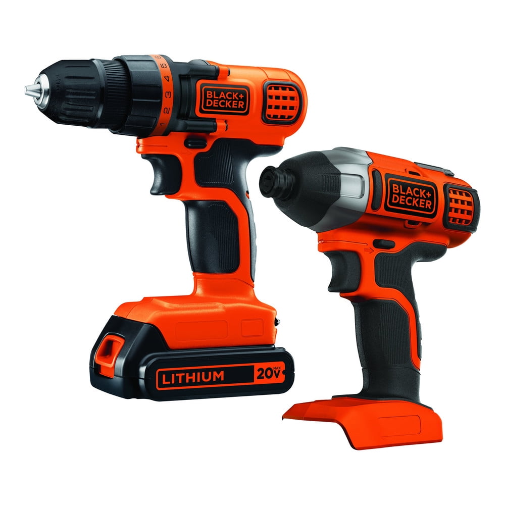 BLACK+DECKER 20-Volt MAX* 1.5 Ah Cordless Lithium-Ion Drill And Impact Driver Combo Kit, BD2KITCDDI