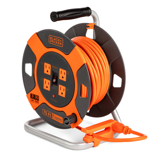 Black + Decker 75ft. Cord Reel 14AWG 4 Outlets