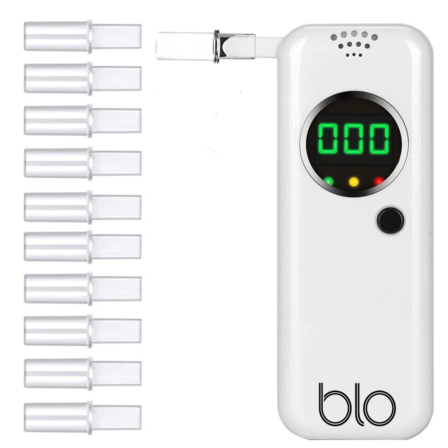 BLO Breathalyzer, Professional-Grade Accuracy Digital Screen - Portable Breath Alcohol Tester with 10 Mouthpieces for Personal Home Use