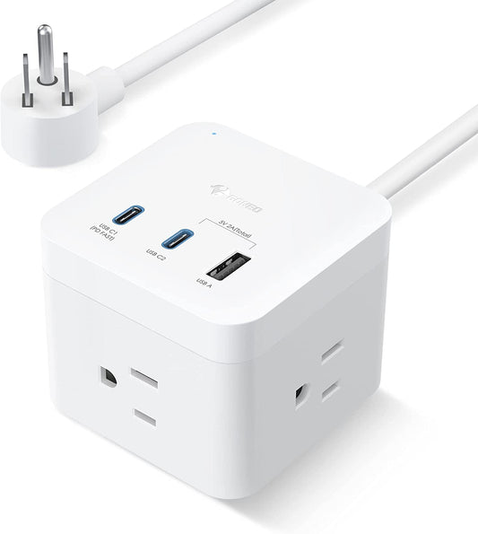 BULL Power Strip with USB C Ports - 30W High-Speed Charging Station with 3 Outlets, 2 USB C Ports for iPhone 14/13 Series, 5 ft Extension Cord, Travel Home Office Cruise Essential