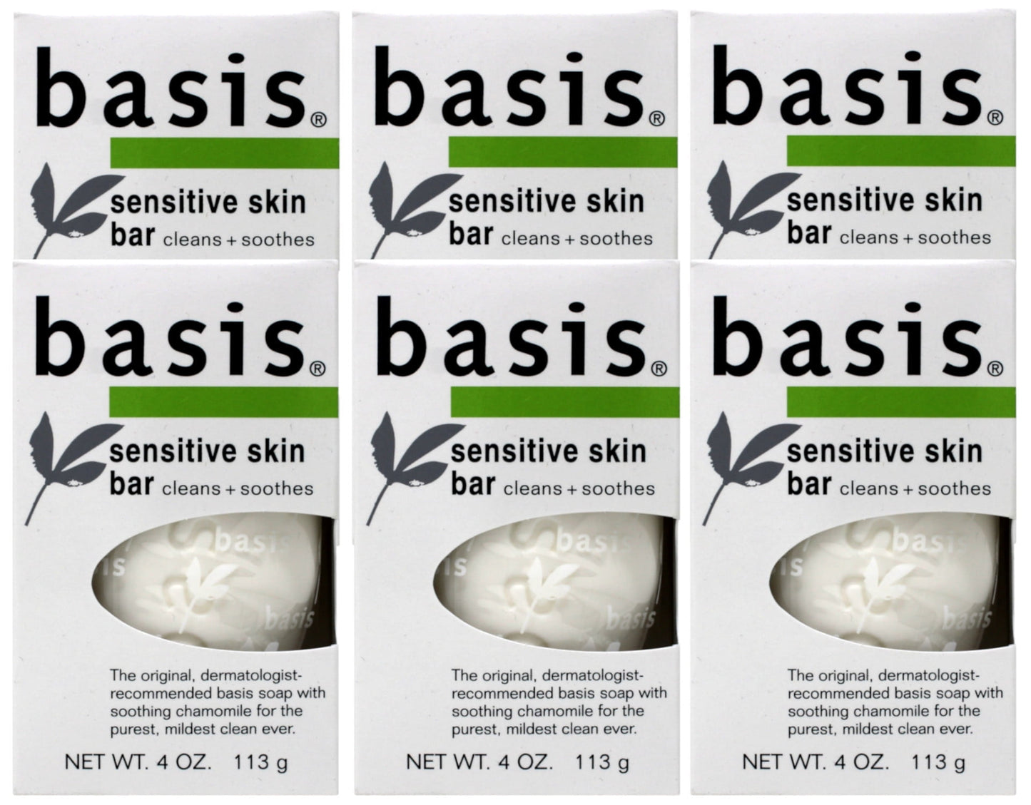 Basis Sensitive Skin Bar Soap 4 Oz, 6 Pack