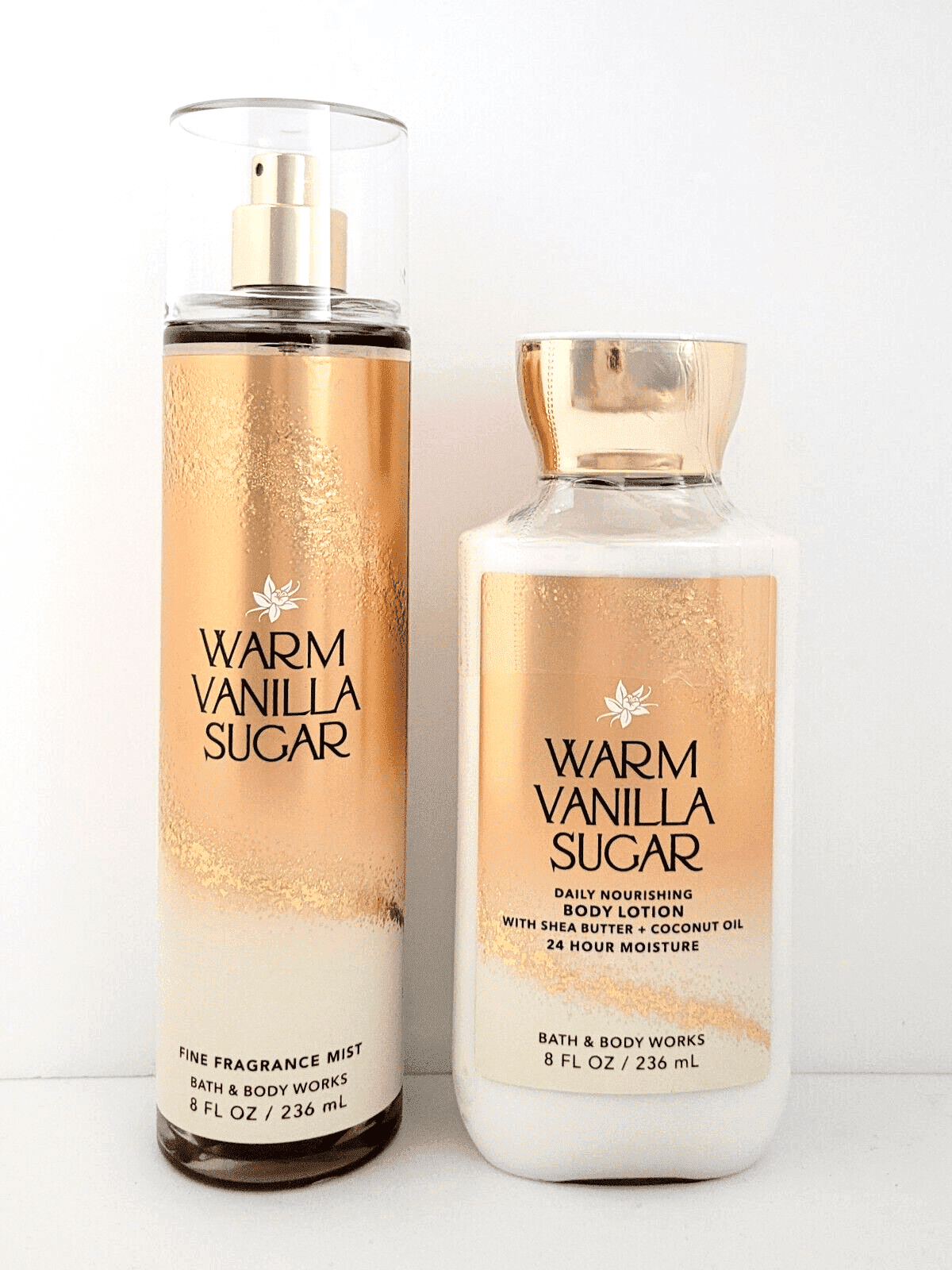 Bath & Body Works Warm Vanilla Sugar Fragrance Body Mist & Body Lotion Set of 2