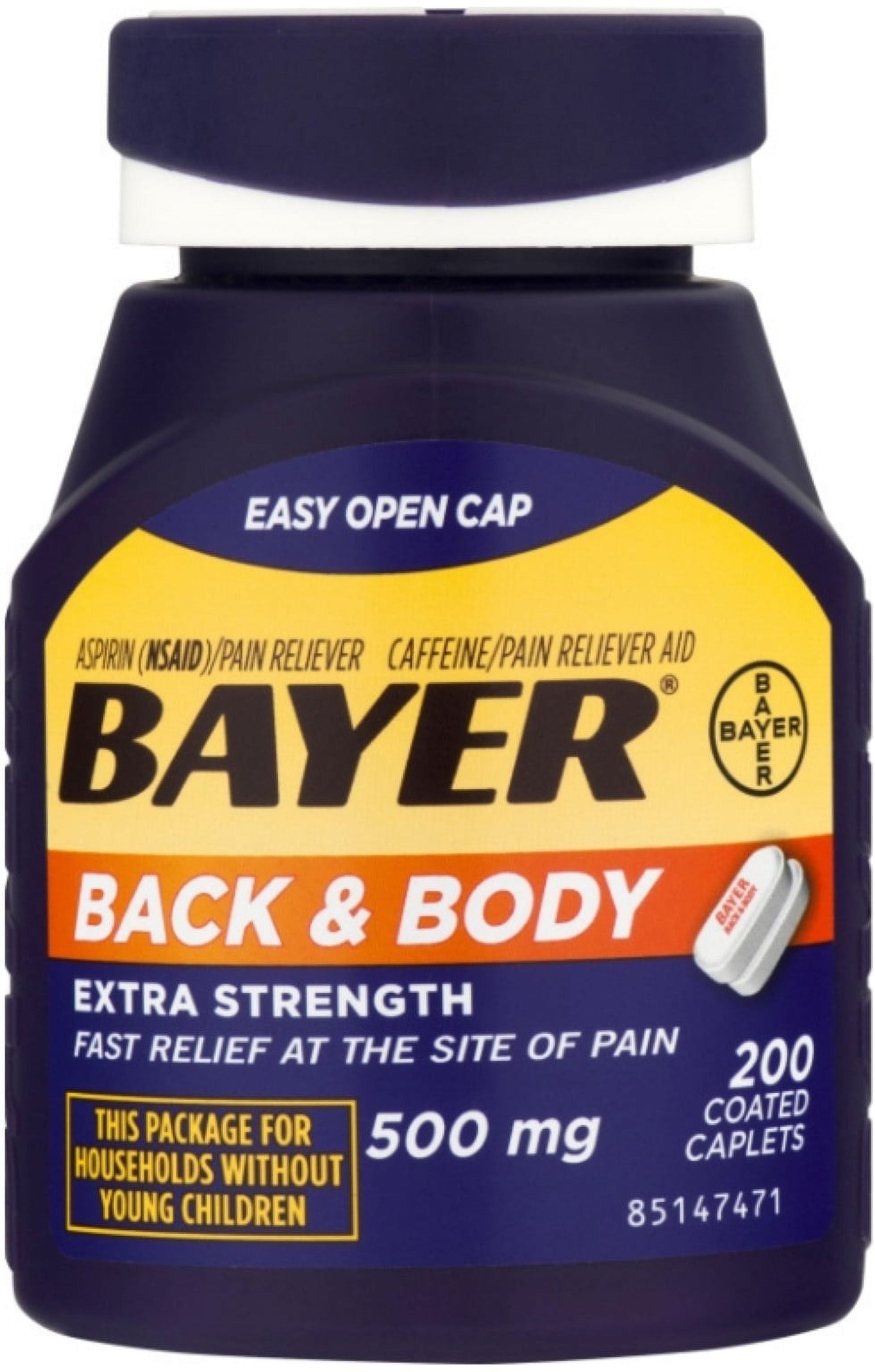 Bayer Aspirin, Back & Body, 500 mg, Coated Tablets, 200 count (Pack of 2)