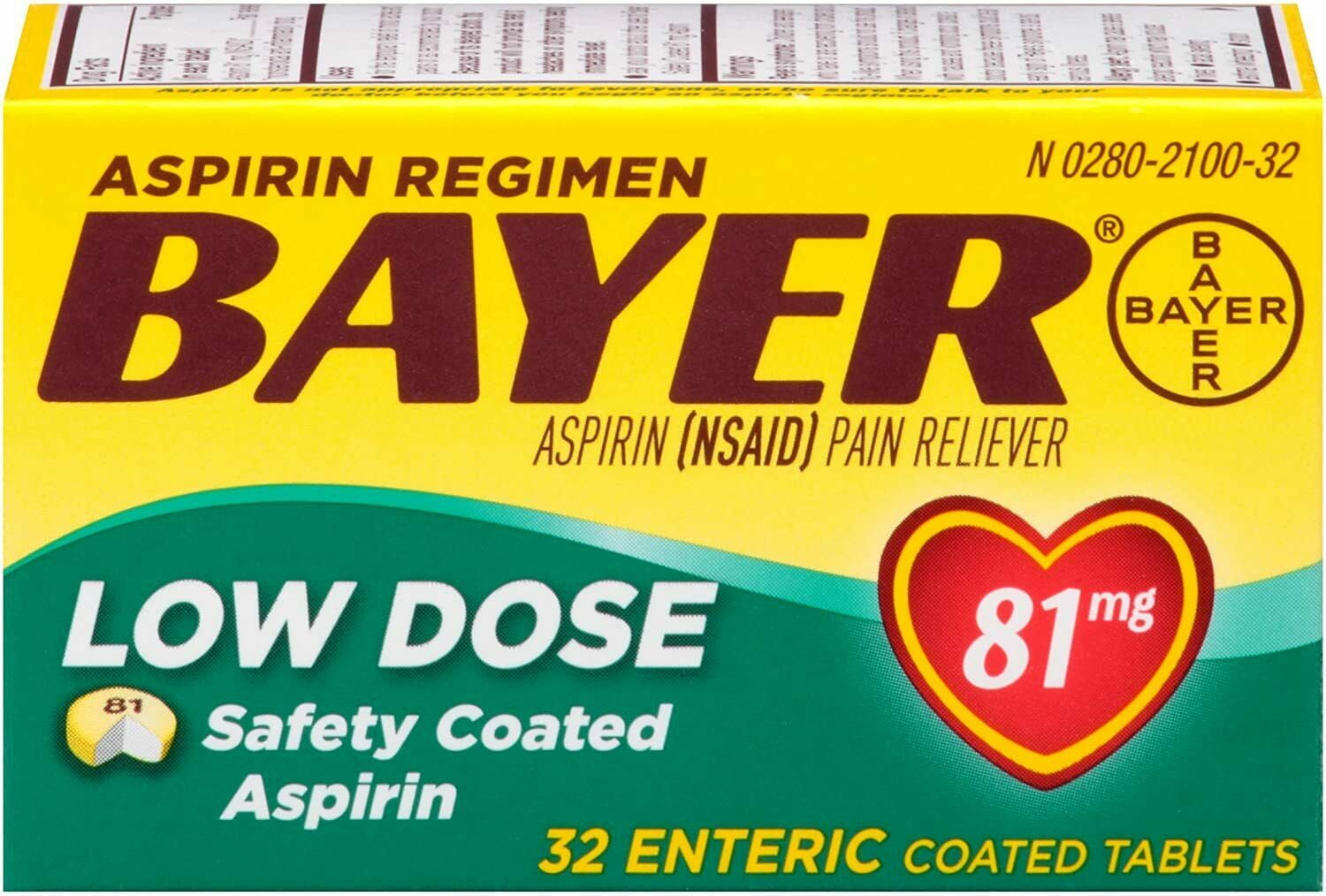 Bayer Low Dose Safety Coated 'Baby' Aspirin 81 mg Tablets 32 ea (Pack of 6)