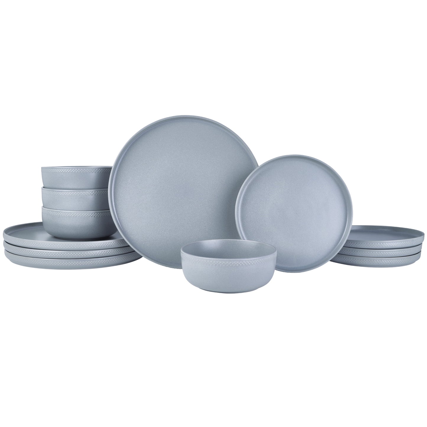 Beautiful Modern Dots Stoneware Dinnerware 12 Piece Set  Oyster White by Drew Barrymore