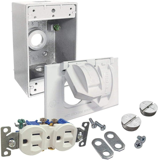 Bell White Horizontal Mount Tamper Outdoor Outlet Kit - 1 Each