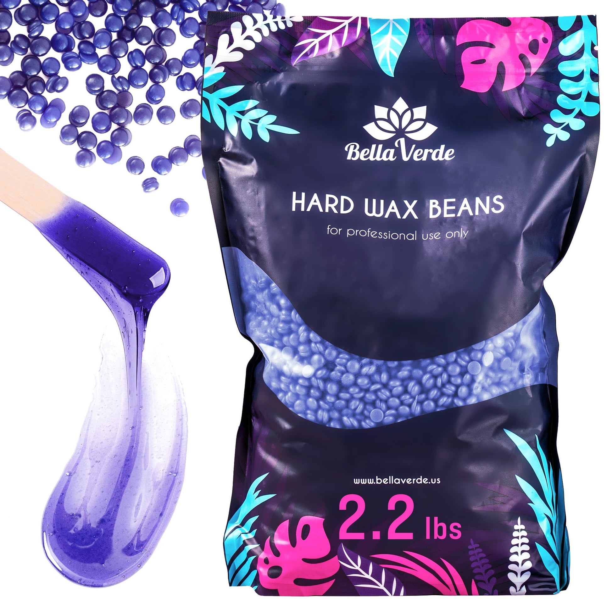 Bella Verde Wax Beans 2lb - Hard Wax Beads for Hair Removal - Brazilian Eyebrow Home Body Wax for Men Women