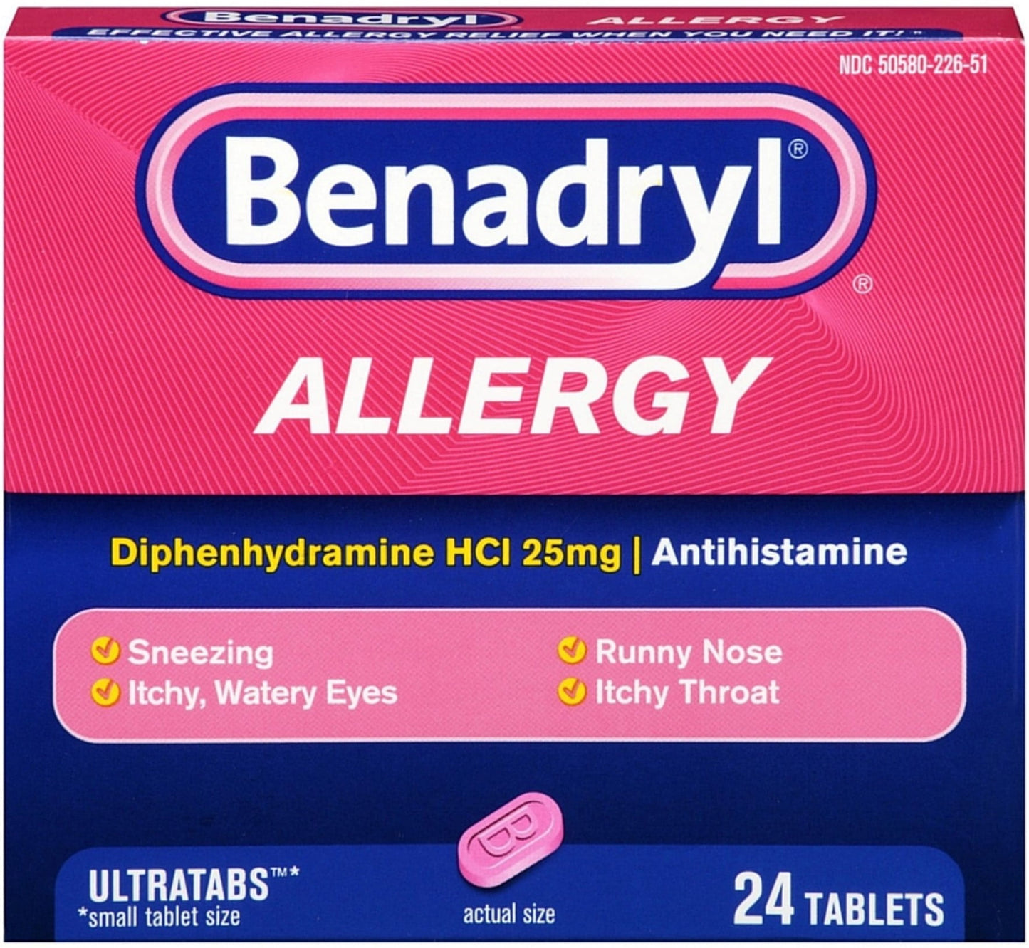 Benadryl Allergy Relief Ultratab Tablets 24 ea (Pack of 3)