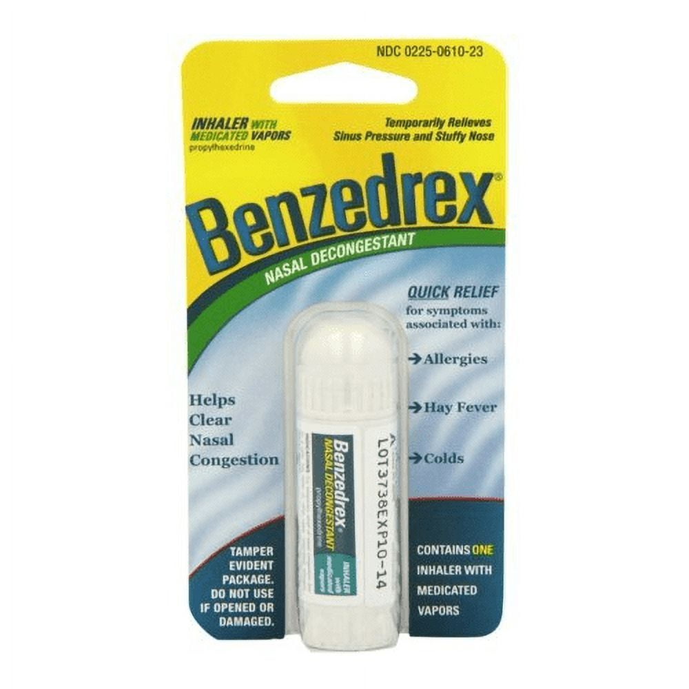 Benzedrex Inhaler Nasal Decongestion Quick Relief Allergies, 1 ct, 12-Pack