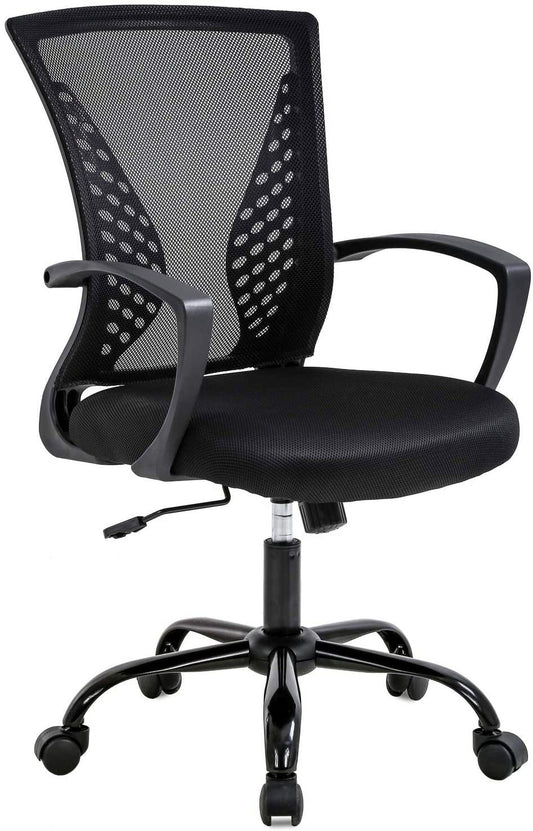 BestOffice Ergonomic Office Chair with Lumbar Support Armrest Rolling Swivel Adjustable Chair Adults, Black