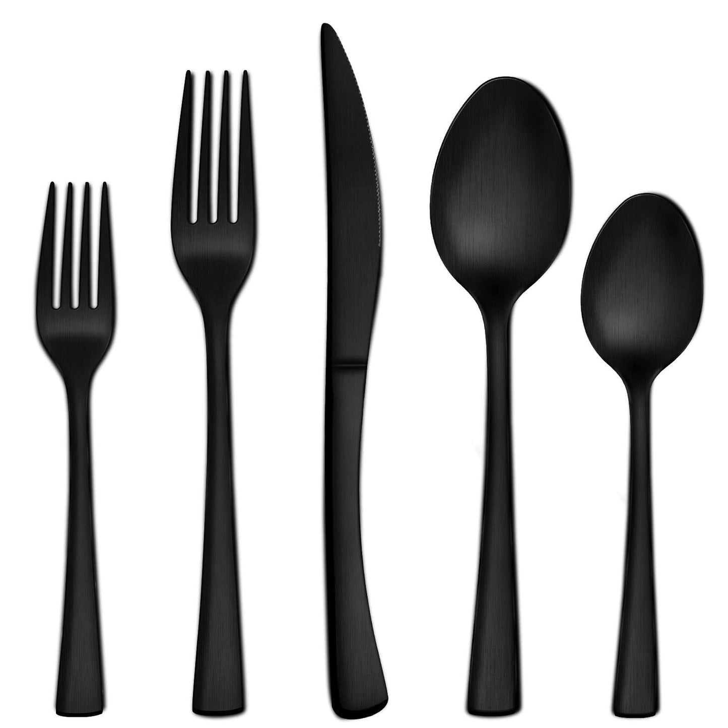 Bestdin Cutlery Set for 4 People, 20 Pieces, Stainless Steel Cutlery Set with Knife, Fork, Spoon, High-Quality Stainless Steel Cutlery, Dishwasher Safe, Matt Black