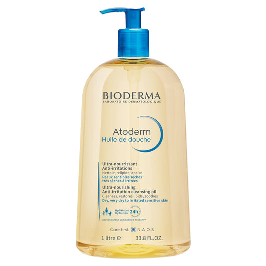 Bioderma - Atoderm - Shower Oil - Moisturizing and Nourishing Body and Face Wash - For Family with Very Dry Sensitive Skin - 33.4 fl.oz.