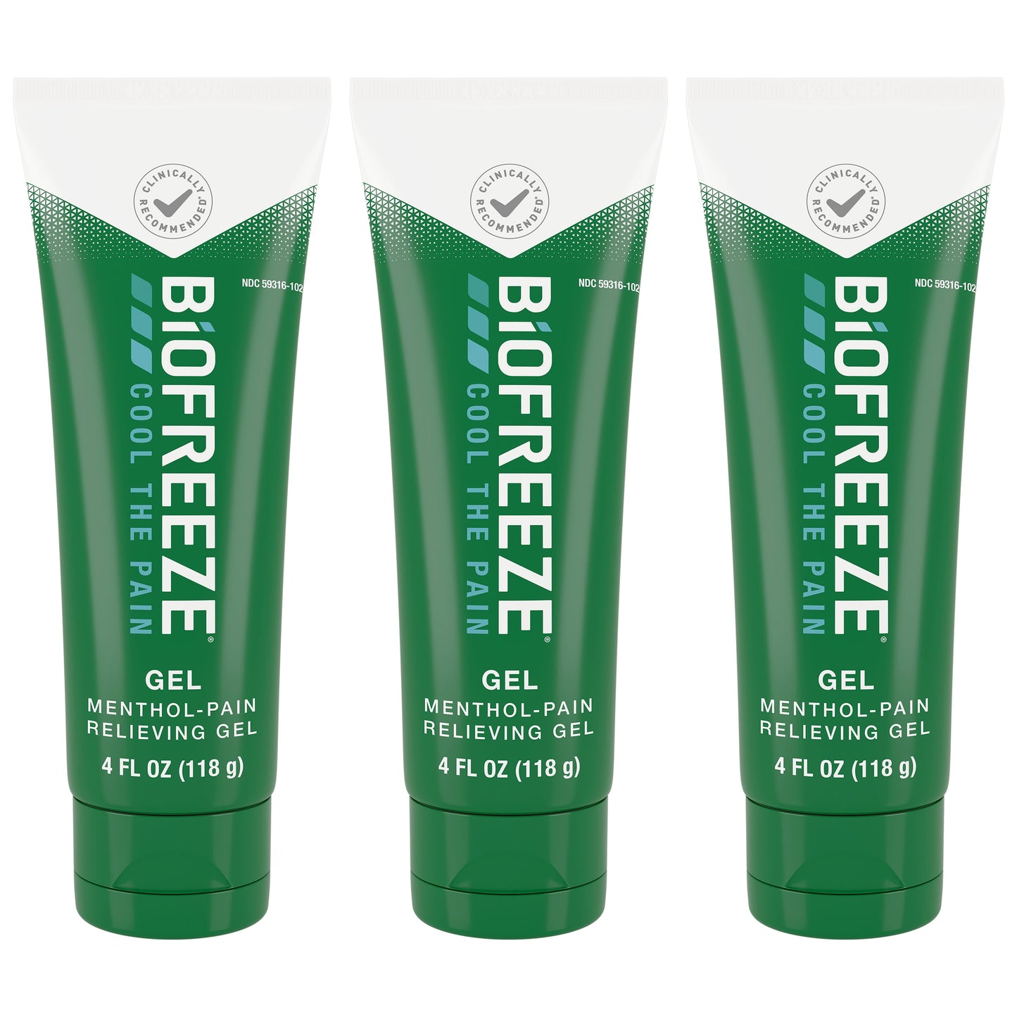 Biofreeze Menthol Pain Relieving Gel 4 FL OZ Tube For Pain Relief Associated With Sore Muscles, Arthritis, Simple Backaches, And Joint Pain, Pack Of 3 (Packaging May Vary)