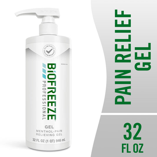 Biofreeze Professional Menthol Pain Relieving Gel 32 FL OZ Bottle With Pump For Pain Relief Of Sore Muscles, Arthritis, Backache, And Joint Pain, Original Green Formula (Packaging May Vary)