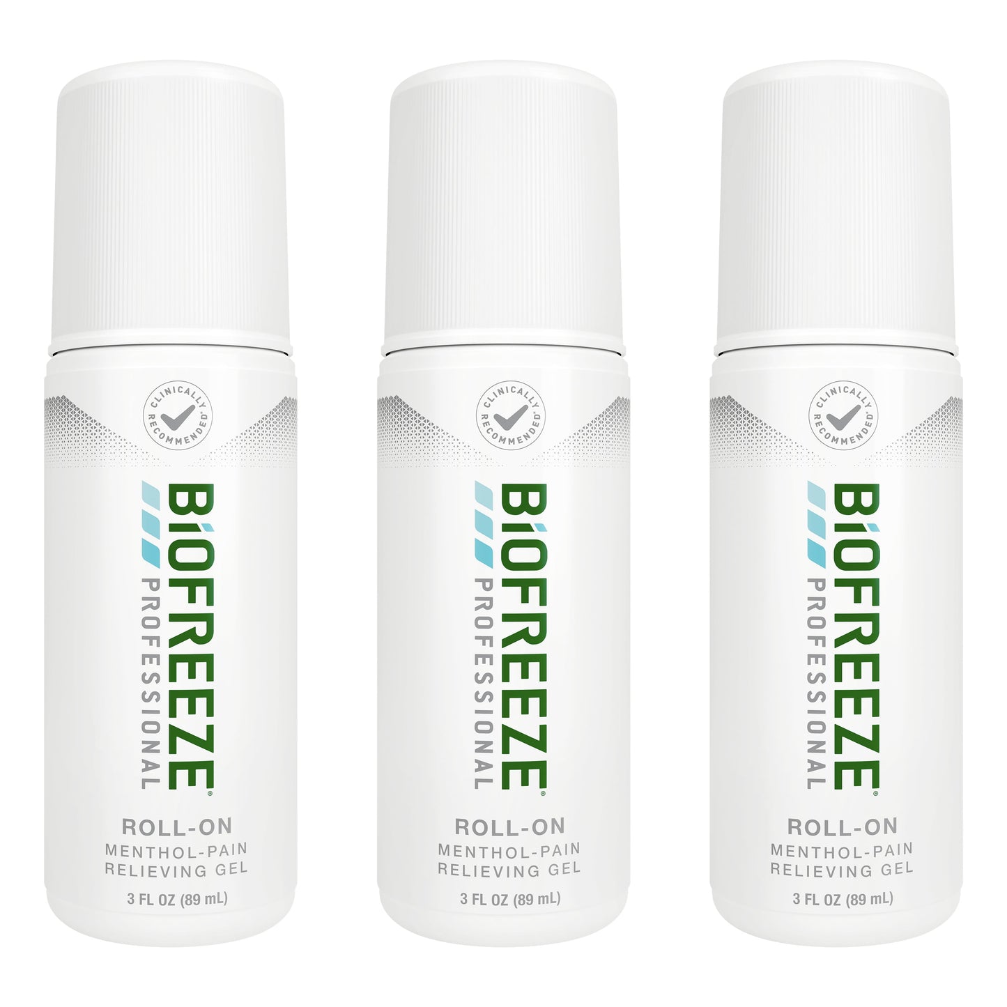 Biofreeze Professional Menthol Roll-On Pain-Relieving Gel 3 FL OZ Green (Pack Of 3) Topical Pain Relief For Muscles And Joints From Arthritis, Backache, Strains, Bruises, & Sprains (Package May Vary)