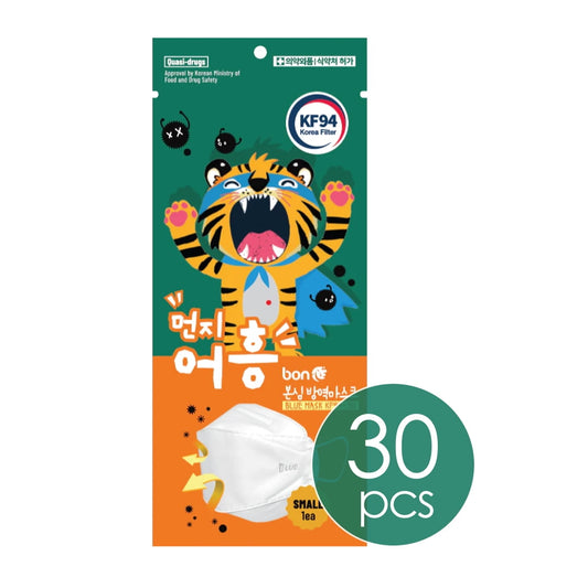 Blue Industry KF94 Tiger 3D Small/White (KF94, Small) [30pcs] Individually Packaged